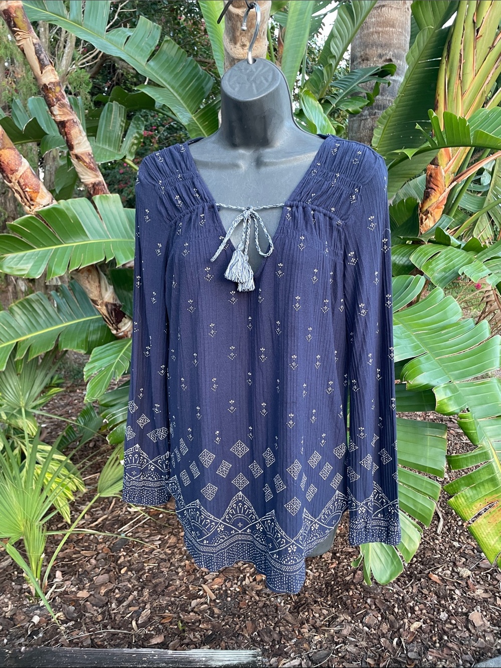 Lucky brand bandanna, print, bohemian peasant blouse